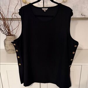 Outres Filles Black Sleeveless Top with Gold-Tone Side Buttons
